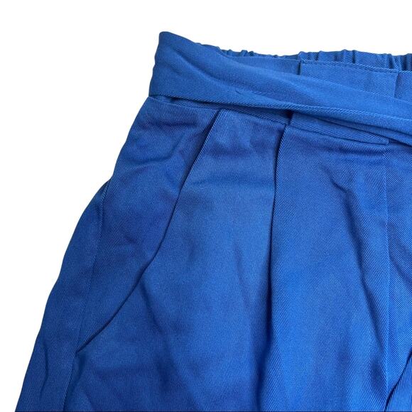 June & Hudson Royal Blue Paperbag Top Shorts w/ Built-In Belt & Pockets, Size M! - Picture 3 of 9